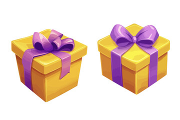Obraz premium For games, gift boxes are designed to open and close, complete with a purple bow