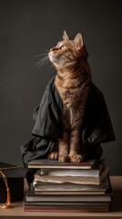 Graduation Celebration With a Proud Cat in Tiny Robes