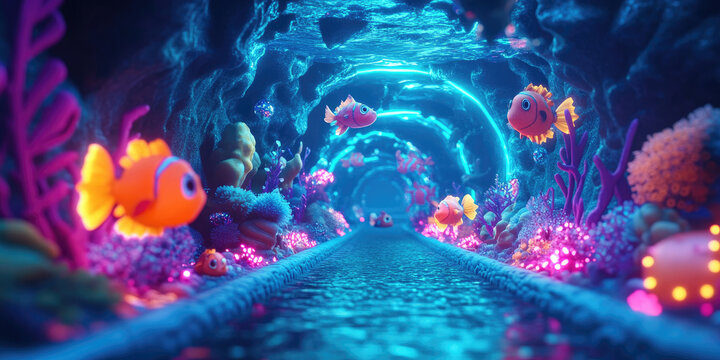 Stunning Underwater Scene Vibrant Fish and Coral Reef Background