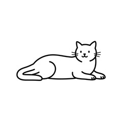Purrfect Pose: A minimalist vector illustration of a relaxed cat in a delightful pose, capturing the essence of feline charm and serenity.