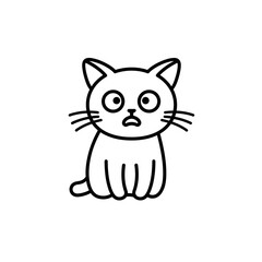 Surprised Cat: A simple, yet expressive line drawing of a cat with wide, startled eyes conveys a sense of surprise, innocence, and gentle humor.