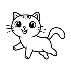 Playful Feline: A charming cartoon cat, brimming with delight, dashes across a vivid backdrop, embodying the lively spirit of pet ownership.