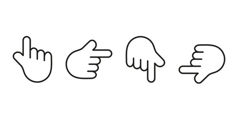 hand icons, directions icon, hand gestures icons set, cursor icons, pointer icons, up and down, right and left
