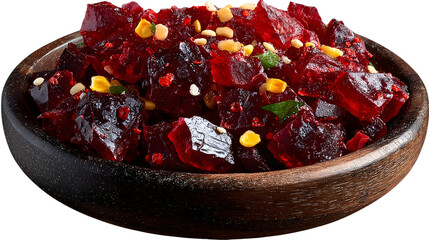 Sweet Beetroot Relish in Wooden Bowl Vibrant Red Food Photography Culinary Image