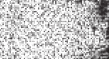 A densely patterned abstract composition showcases a gradient of black and white dots.