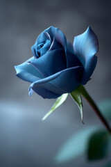 A blue rose serene and minimalistic composition.
