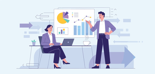 Fototapeta premium Concept of Teamwork and Cooperation in Business Among Diverse Professionals in a Modern Corporate Setting 