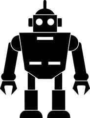 Robot bot sign icon black silhouette on transparent background