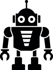 Robot bot sign icon black silhouette on transparent background