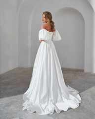 Elegant Woman in White Wedding Dress