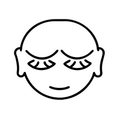 black and white outline icon of crescent moon with five stars, minimal night symbol representing sleep time, peaceful evening and bedtime calm