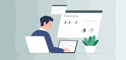 Naklejka premium Creative Professional Working on Digital Solutions 
