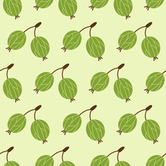 Gooseberry seamless pattern. Endless green berry print. Summer cute colorful design for wrapping paper, wallpaper, fabric, textile and etc. Vector illustration.