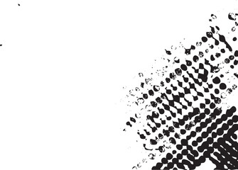 Obraz premium Black dots explode outward from a central point on a white background.
