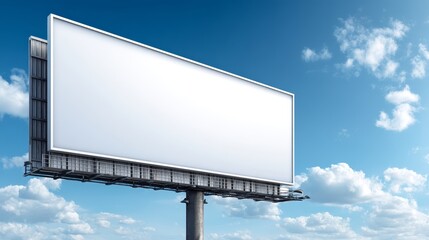 Obraz premium Large empty billboard against blue sky and clouds in open landscape