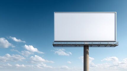 Large empty billboard against blue sky with clouds
