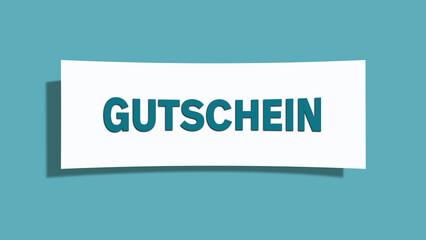 Gutschein (Coupon) - A card isolated on light green background.