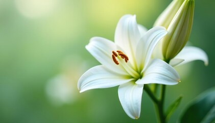Delicate white lilies, subtly overlapping, soft focus , minimal, repeat
