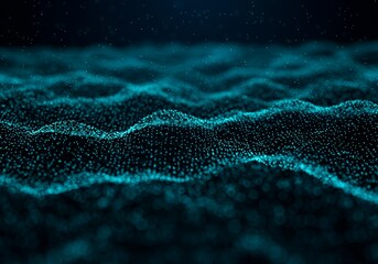 Abstract Waves of Digital Energy: A mesmerizing display of flowing blue particles creates an ethereal ocean of digital energy, suggesting connectivity and the flow of data.