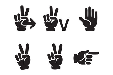 Obraz premium Vector Illustration of Hand Gestures Showing Numbers Two, Three and Pointing
