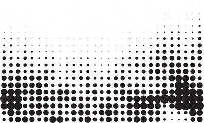 A gradient of numerous black circles transitions into a scattering of white dots.