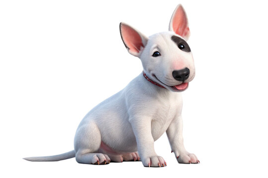 Bull terrier puppy sitting and looking at camera, isolated on transparent background - generated by ai