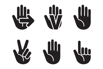 Set of Black and White Hand Gestures