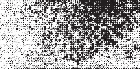 A dense scatter of small dark dots gradually transitions into a light gray background.