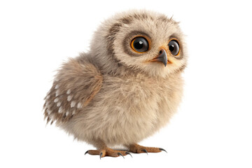 Fototapeta premium Cute Owl Chick, isolated on transparent background enerated by ai