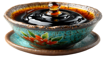 Dark Liquid in Decorative Bowl with Splash