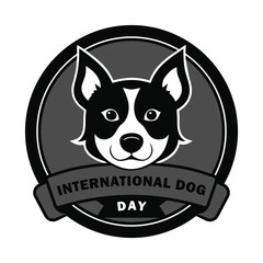 Retro inspired circular badge for dog day vector illustration