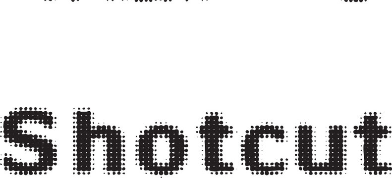 A stark white composition forms the word 'shotcut' against a dark background.