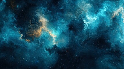Obraz premium Swirling blue and gold nebula