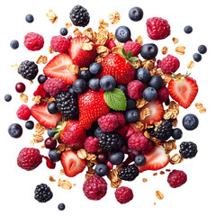 Luminous Berry Medley IV Dynamic Fusion of Acai Mix Isolated on Transparent Background