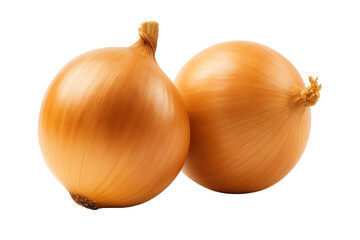 Fresh bulbs of onions isolated on a transparent background. Cut out the PNG format for graphic design.