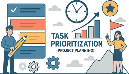Task prioritization and project planning. Vector illustration of time blocks, productivity, and milestones. Great for startups and entrepreneurs.