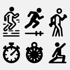 Warm-Up & Cardio Black & White Icon Set Plus Size Women, Plus Size Fitness, Plus Size Men, Workout, Lift Weights, Gym Dumbbell, Workout Gym, Weightlifting, Resistance Training, Exercise