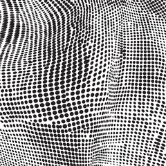 A dense monochrome of closely spaced circles creates a dynamic visual texture.