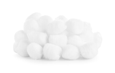 Many fluffy cotton balls isolated on white