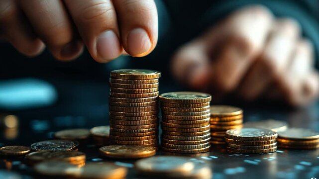 Stacks of coins finance banking investments and wealth management concepts