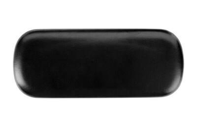 One black glasses case isolated on white, top view