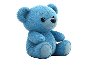 Adorable Blue Teddy Bear Toy, isolated on a transparent background - generated by ai
