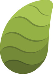 Green natural leaf vector illustration with smooth lines and gradient shades of green for nature and eco designs