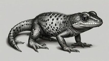 Naklejka premium Illustrated Reptile Wildlife: Detailed Lizard Illustration with Unique Spotted Skin for Nature Art and Wildlife Conservation