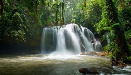 subtropical monsoon forest with waterfall ecosystem a biome characterized by heavy rainfall