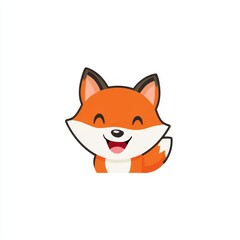 Obraz premium Cute, smiling, cartoon, fox, character with, orange, fur