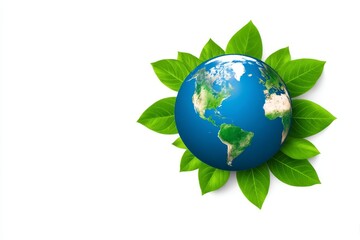 Fototapeta premium Earth surrounded by vibrant green leaves: environmental conservation concept