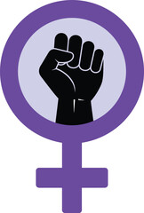 Obraz premium Feminist symbol with raised fist representing female empowerment and gender equality vector illustration 