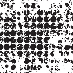 Fototapeta premium A dense of overlapping black circular shapes covers a white background.