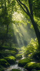 Tranquil Forest Glade: A Lush Symphony of Life and Natural Harmony